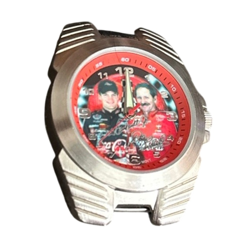 Vintage NASCAR Dale Earnhardt Sr Jr Watch‎ Head Coca-Cola Racing Stainless Steel